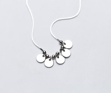 Collana Bohi con perline rotonde e ciondolo a forma di moneta. Vero. Gioielleria raffinata in argento sterling 925 GTLX1530 