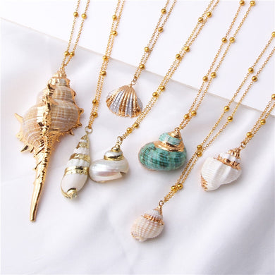 Conch Shell Necklace Sea Beach Shell Chain Pendant Necklace For Women Collier Femme Shell Cowrie Summer Jewelry Bohemian