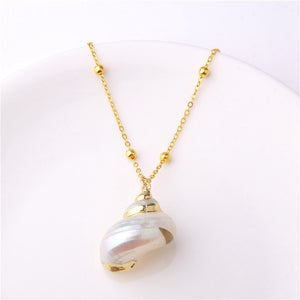 Conch Shell Necklace Sea Beach Shell Chain Pendant Necklace For Women Collier Femme Shell Cowrie Summer Jewelry Bohemian