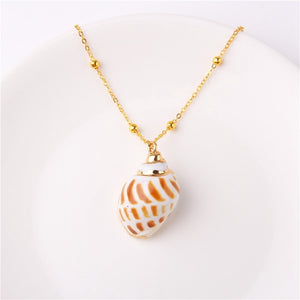 Conch Shell Necklace Sea Beach Shell Chain Pendant Necklace For Women Collier Femme Shell Cowrie Summer Jewelry Bohemian