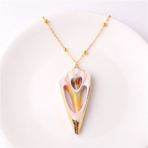 Conch Shell Necklace Sea Beach Shell Chain Pendant Necklace For Women Collier Femme Shell Cowrie Summer Jewelry Bohemian