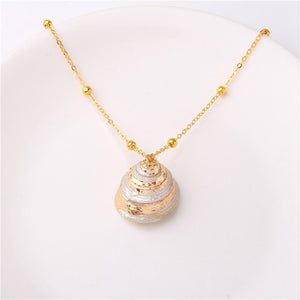 Conch Shell Necklace Sea Beach Shell Chain Pendant Necklace For Women Collier Femme Shell Cowrie Summer Jewelry Bohemian