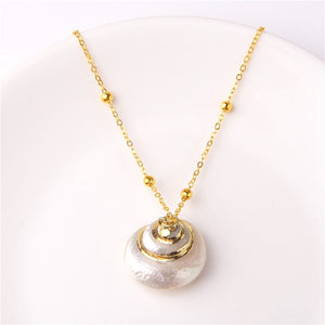 Conch Shell Necklace Sea Beach Shell Chain Pendant Necklace For Women Collier Femme Shell Cowrie Summer Jewelry Bohemian