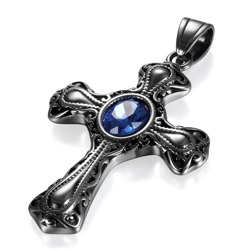 Gothic Necklace Men's Vintage Cross Necklaces Pendant For Men Fine Stainless Steel Necklace Jewelry With Chain