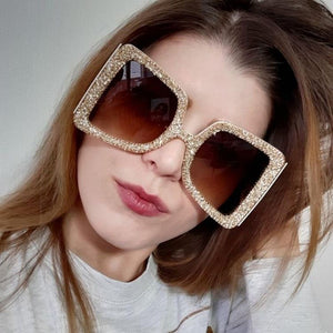 Bow Rhinestone Bling Stones Sunglasses For Women Diamond Decor Oversize  Crystal Star Pendant Glasses Lentes De Sol