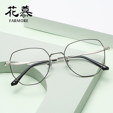 Box retro titanium alloy metal black frame blue film plate full frame silver frame large face flat mirror