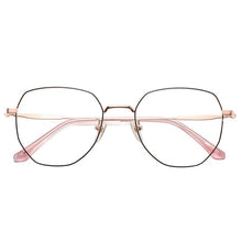 Load image into Gallery viewer, Box retro titanium alloy metal black frame blue film plate full frame silver frame large face flat mirror