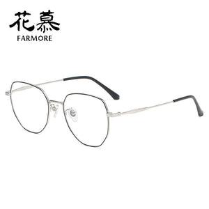 Box retro titanium alloy metal black frame blue film plate full frame silver frame large face flat mirror