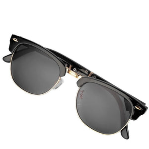 Occhiali da sole con sopracciglia pieghevoli in scatola, ipermetropia unisex, occhiali da sole vecchio stile, occhiali funzionali con occhiali da lettura diottrica 
