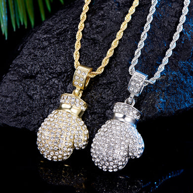 Boxing Glove Pendant Men Hop Rapper Jewelry Bling Boxing Gloves Pendant Full CZ Iced Out Hiphop CZ Necklace Unisex Fashion