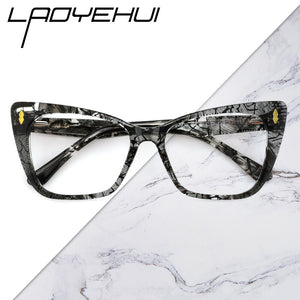 Brand Acetate Transparent Square Prescription Glasses Myopia Clear Women Computer Eyewear Frames  Cat Eye Fake Glasses