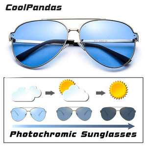 Brand Aviation Blue Pink Driving Photochromic Sunglasses Men Women Polarized Chameleon Sun Glasses Male oculos de sol masculino