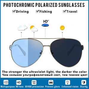 Brand Aviation Blue Pink Driving Photochromic Sunglasses Men Women Polarized Chameleon Sun Glasses Male oculos de sol masculino