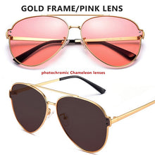 Load image into Gallery viewer, Brand Aviation Blue Pink Driving Photochromic Sunglasses Men Women Polarized Chameleon Sun Glasses Male oculos de sol masculino