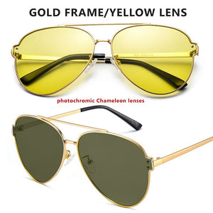 Brand Aviation Blue Pink Driving Photochromic Sunglasses Men Women Polarized Chameleon Sun Glasses Male oculos de sol masculino