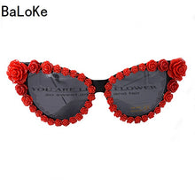Load image into Gallery viewer, Brand Design Baroque Cat Eye Flowers Black Sunglasses Charm Women Casual Beach Crystal Rhinestones Designer Sunglasses Gifts