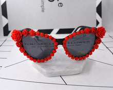 Load image into Gallery viewer, Brand Design Baroque Cat Eye Flowers Black Sunglasses Charm Women Casual Beach Crystal Rhinestones Designer Sunglasses Gifts
