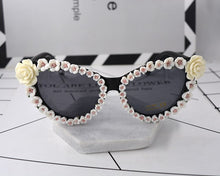 Load image into Gallery viewer, Brand Design Baroque Cat Eye Flowers Black Sunglasses Charm Women Casual Beach Crystal Rhinestones Designer Sunglasses Gifts