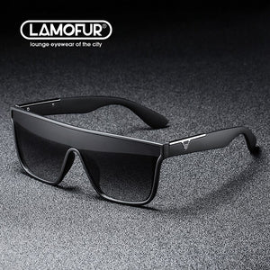 Brand Design Rectangle Sunglasses Men's Flat Top One-piece Lens Popular Sun Glasses 2023 09
