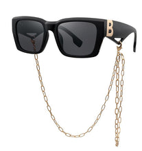 Load image into Gallery viewer, Brand Designer Vintage Sunglasses Men Women Black Square Eyewear B Letter Sun Glasses Shades With Neck Chain Lanyard