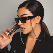 Load image into Gallery viewer, Brand Designer Vintage Sunglasses Men Women Black Square Eyewear B Letter Sun Glasses Shades With Neck Chain Lanyard