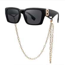 Load image into Gallery viewer, Brand Designer Vintage Sunglasses Men Women Black Square Eyewear B Letter Sun Glasses Shades With Neck Chain Lanyard