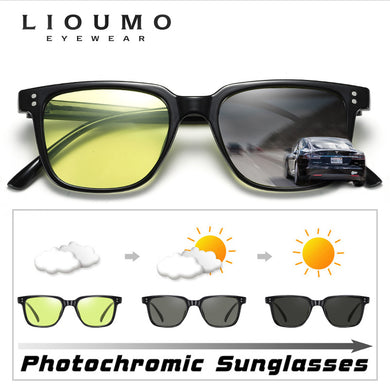 Brand Designer Photochromic Sunglasses Men Polarized Day Night Vision Driving Glasses Women Retro Rivets Frame zonnebril heren