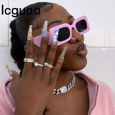 Brand Designer Pink Small Sunglasses UV400 Stylish Oculos De Sol Feminino Vintage Rectangle Sunglasses Women 2023
