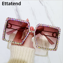 Load image into Gallery viewer, Brand Designer Square Sunglasses Women 2023  Rhinestone Sun Glasses Summer Shades Oversized Eyeglasses Female