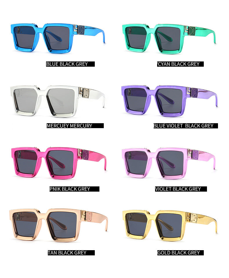 Brand Designer Square Ladies Blue Sky Shades  Sun Glasses Rectangle Stylish UV400 Punk Sunglasses For Men