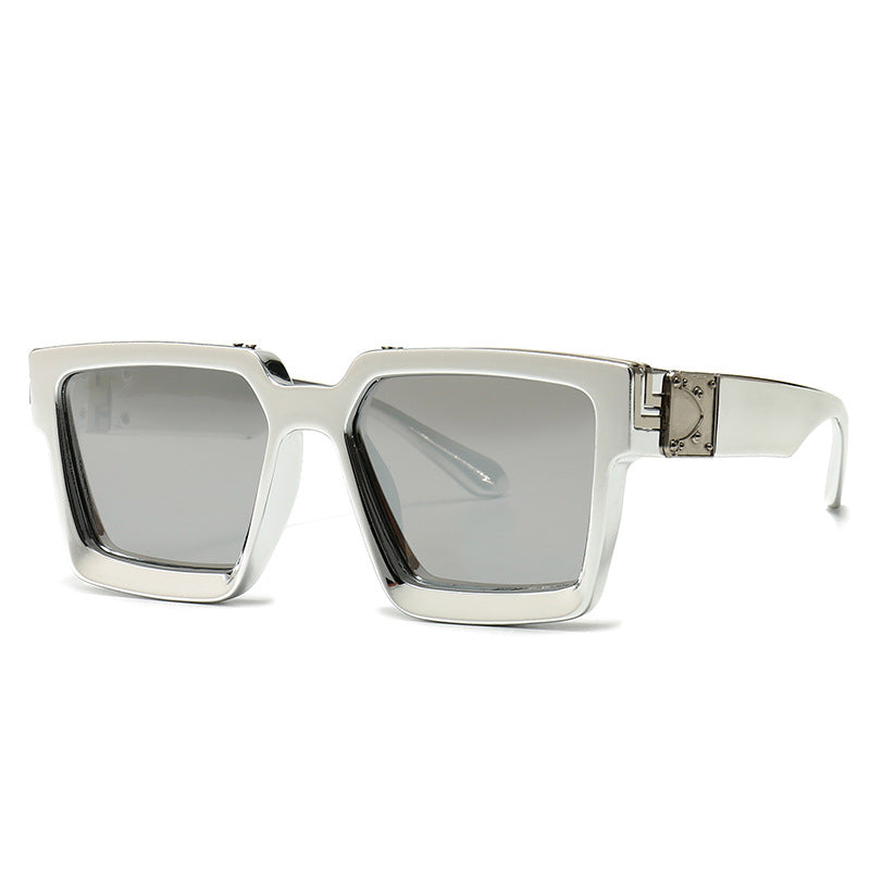 Brand Designer Square Ladies Blue Sky Shades  Sun Glasses Rectangle Stylish UV400 Punk Sunglasses For Men
