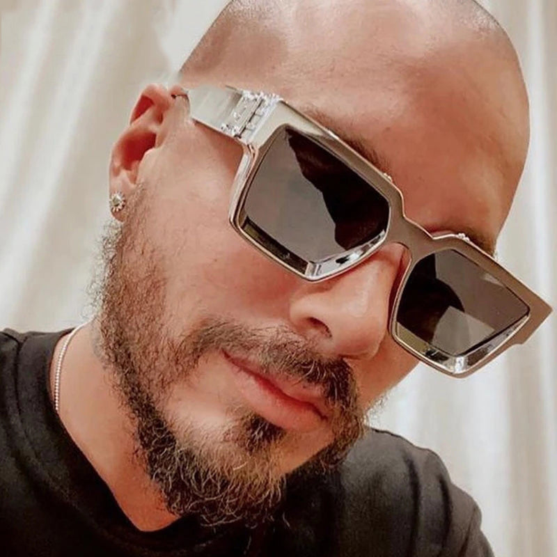 Brand Designer Square Ladies Blue Sky Shades  Sun Glasses Rectangle Stylish UV400 Punk Sunglasses For Men