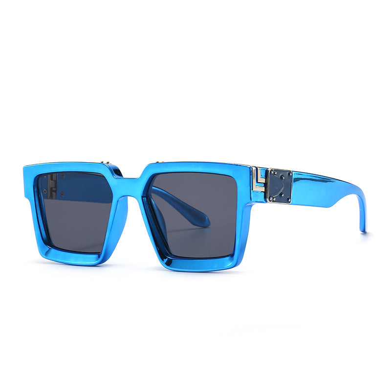 Brand Designer Square Ladies Blue Sky Shades  Sun Glasses Rectangle Stylish UV400 Punk Sunglasses For Men