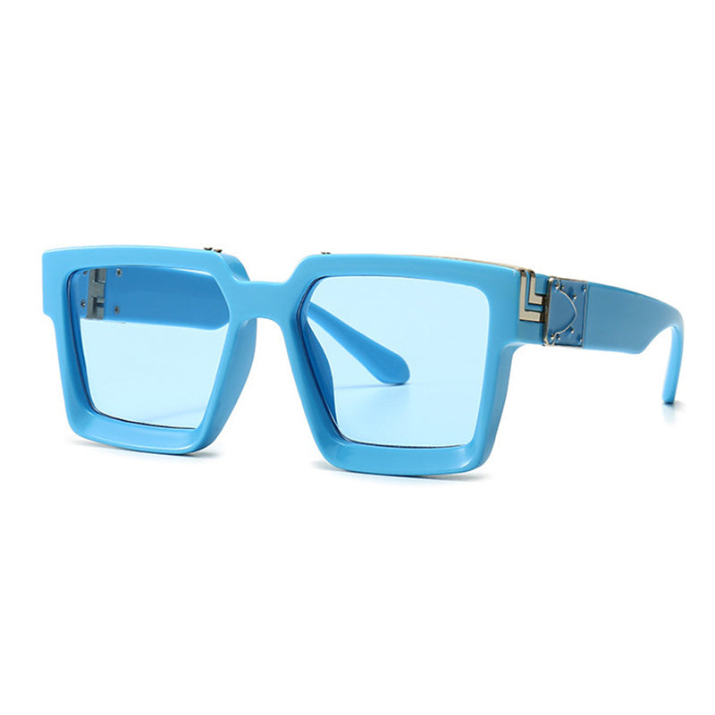 Brand Designer Square Ladies Blue Sky Shades  Sun Glasses Rectangle Stylish UV400 Punk Sunglasses For Men