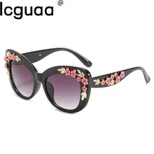 Load image into Gallery viewer, Brand Designer Women's Floral Stud Embellished Party Oversized Butterfly Sunglasses 2023 Oversized Flower Decor Sun Glasses