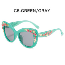 Load image into Gallery viewer, Brand Designer Women's Floral Stud Embellished Party Oversized Butterfly Sunglasses 2023 Oversized Flower Decor Sun Glasses