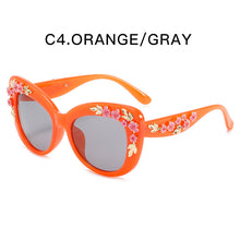 Load image into Gallery viewer, Brand Designer Women's Floral Stud Embellished Party Oversized Butterfly Sunglasses 2023 Oversized Flower Decor Sun Glasses