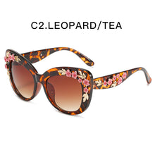 Load image into Gallery viewer, Brand Designer Women's Floral Stud Embellished Party Oversized Butterfly Sunglasses 2023 Oversized Flower Decor Sun Glasses