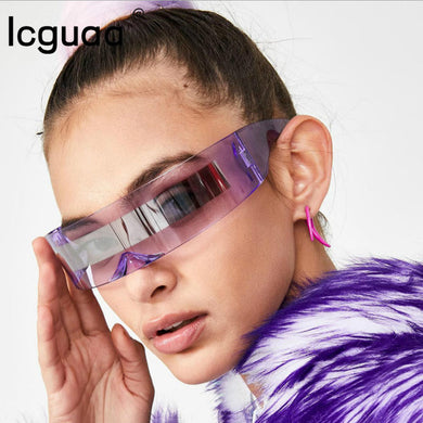Brand Desinger Men's Women's Sun Glasses 2023 One Pieces Google Mirrored Future Gothic Rimless Sunglasses Women