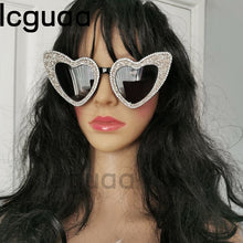Load image into Gallery viewer, Brand Heart Love Women Sunglasses Retro Sexy Silver Bling Stone Sun Glasses Ladies Sunglasses Eyewear Oculos De Sol