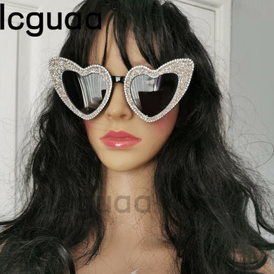 Brand Heart Love Women Sunglasses Retro Sexy Silver Bling Stone Sun Glasses Ladies Sunglasses Eyewear Oculos De Sol