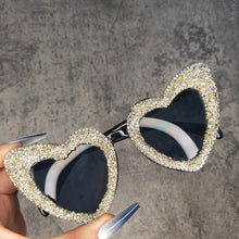 Load image into Gallery viewer, Brand Heart Love Women Sunglasses Retro Sexy Silver Bling Stone Sun Glasses Ladies Sunglasses Eyewear Oculos De Sol