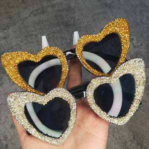 Brand Heart Love Women Sunglasses Retro Sexy Silver Bling Stone Sun Glasses Ladies Sunglasses Eyewear Oculos De Sol