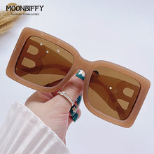 Load image into Gallery viewer, Brand Square Sunglasses Woman Mirror Black Gradient Sun Glasses Female Big Frame Modern Retro Eyewear Oculos De Sol