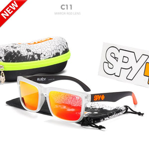 Brand men Square Sunglasses HD Polarized  Sun Glasses Reflective Coating Mirror lens Green UV400 Spy+ With Case