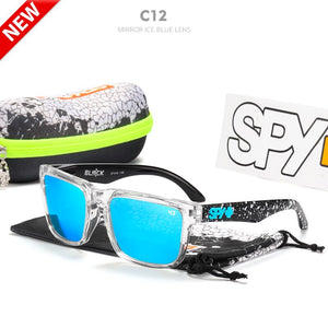 Brand men Square Sunglasses HD Polarized  Sun Glasses Reflective Coating Mirror lens Green UV400 Spy+ With Case