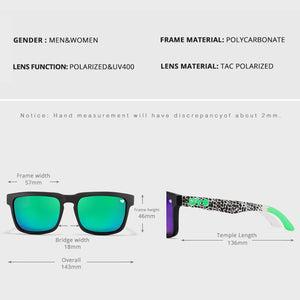 Brand men Square Sunglasses HD Polarized  Sun Glasses Reflective Coating Mirror lens Green UV400 Spy+ With Case