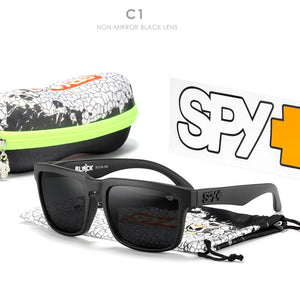 Brand men Square Sunglasses HD Polarized  Sun Glasses Reflective Coating Mirror lens Green UV400 Spy+ With Case
