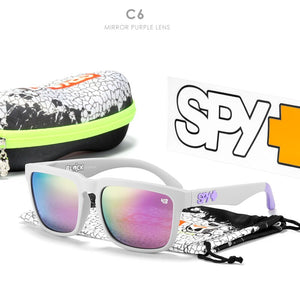 Brand men Square Sunglasses HD Polarized  Sun Glasses Reflective Coating Mirror lens Green UV400 Spy+ With Case