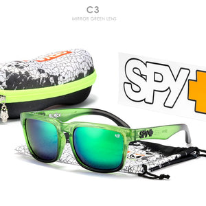 Brand men Square Sunglasses HD Polarized  Sun Glasses Reflective Coating Mirror lens Green UV400 Spy+ With Case